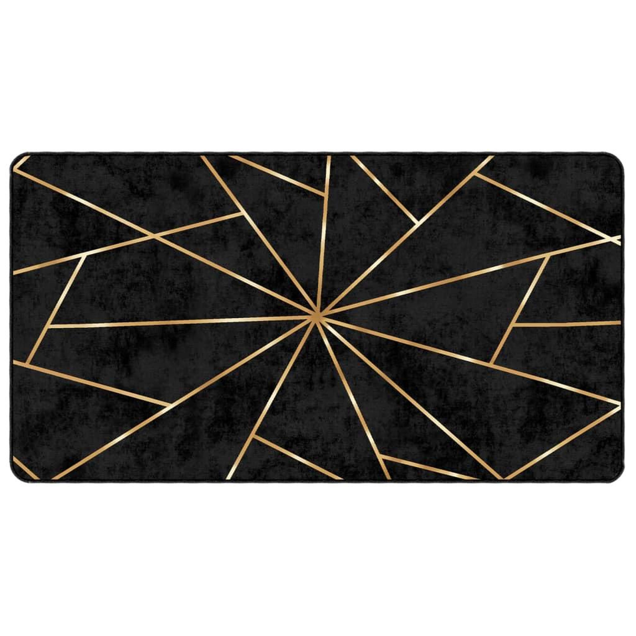Voir la diapositive 2 : VIDAXL Tapis lavable noir et dore 80x150 cm antiderapant