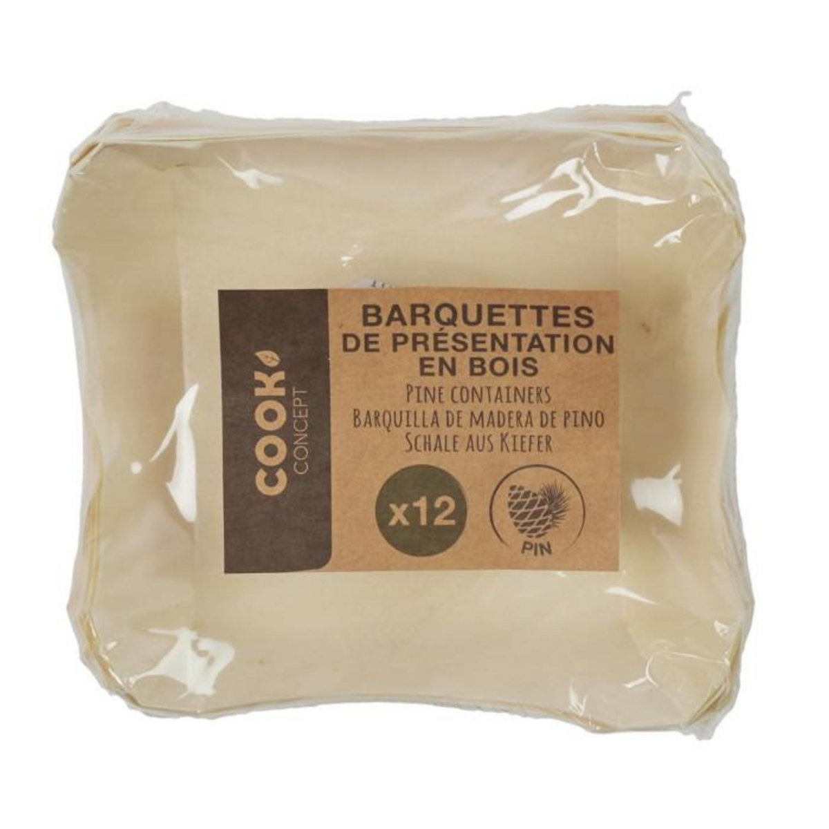 Paris Prix Lot de 12 Barquettes en Pin  Ecolo  10cm Naturel