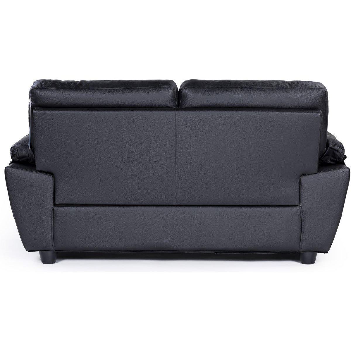 Habitat et Jardin Canapé fixe en cuir reconstitué et PVC  Dallas  - 169 x 88 x 90 cm - 2 places - Noir