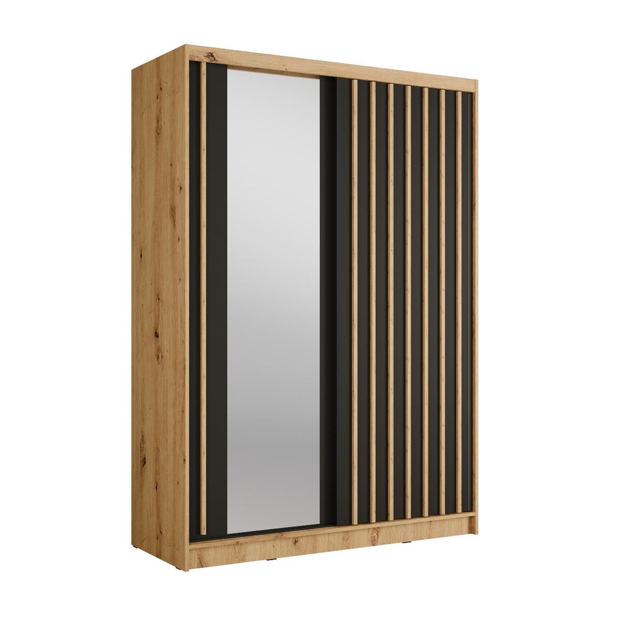 JLC KREATION Armoire dressing moderne bois et noir 155cm celia