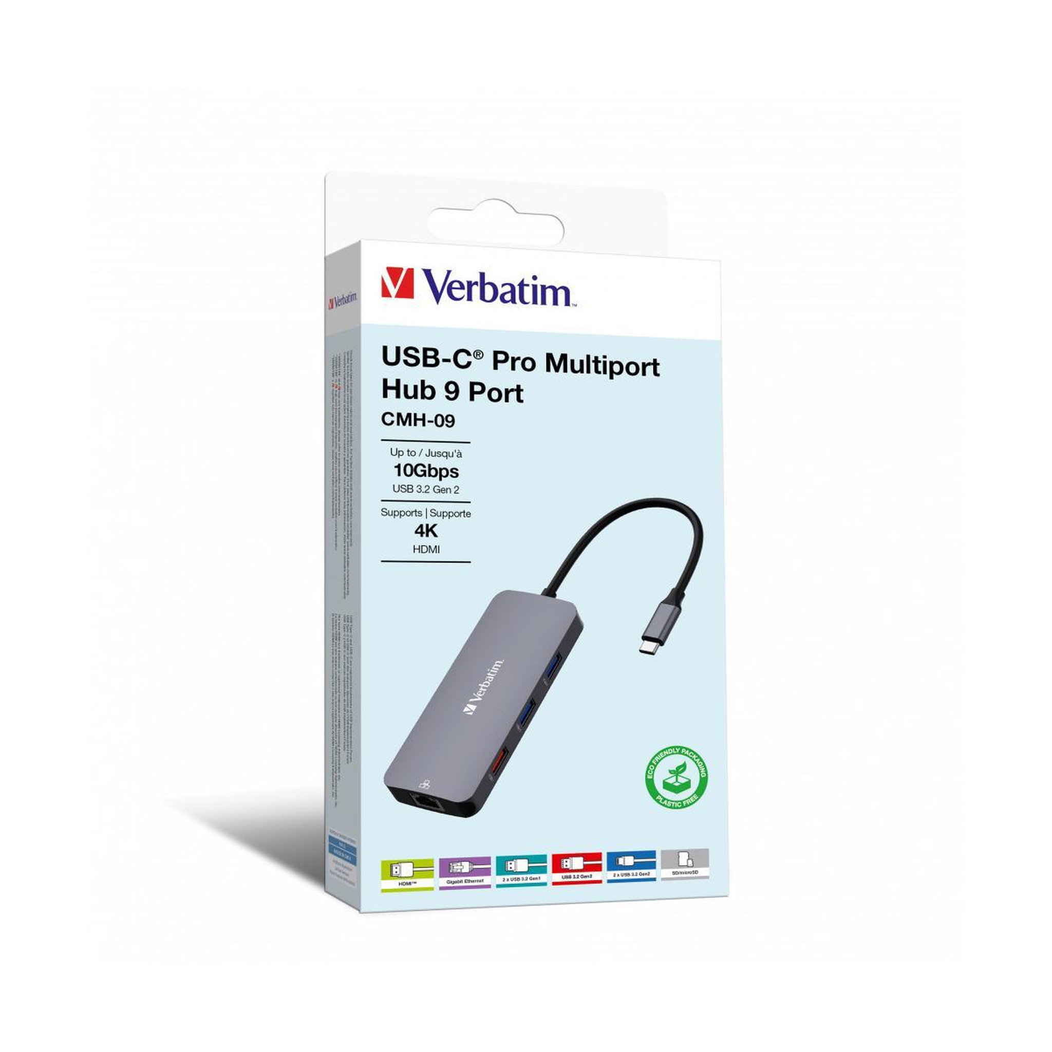Verbatim Verbatim CMH-09 USB Type-C 10000 Mbit/s Argent
