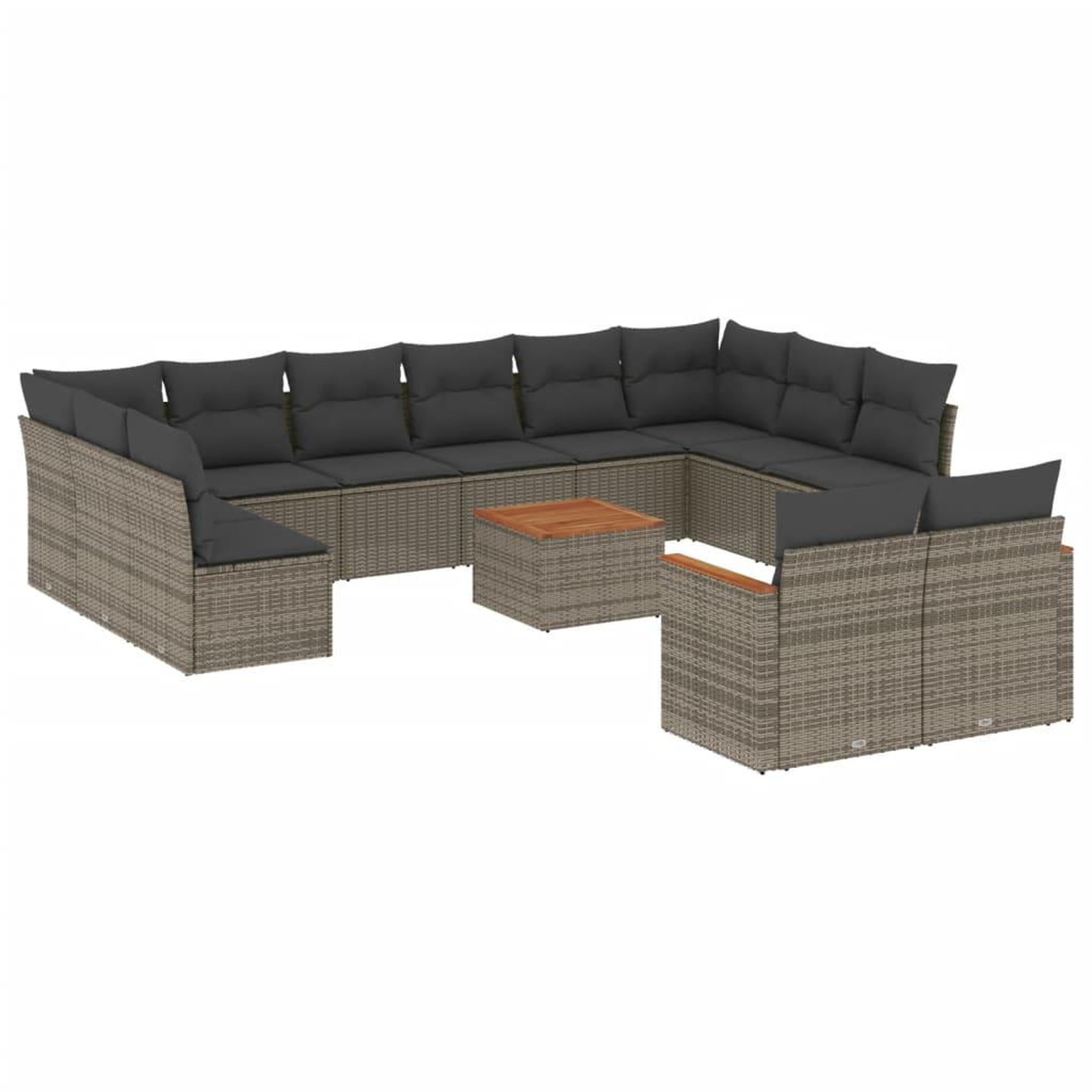 Voir la diapositive 2 : VIDAXL Salon de jardin avec coussins 13 pcs gris resine tressee