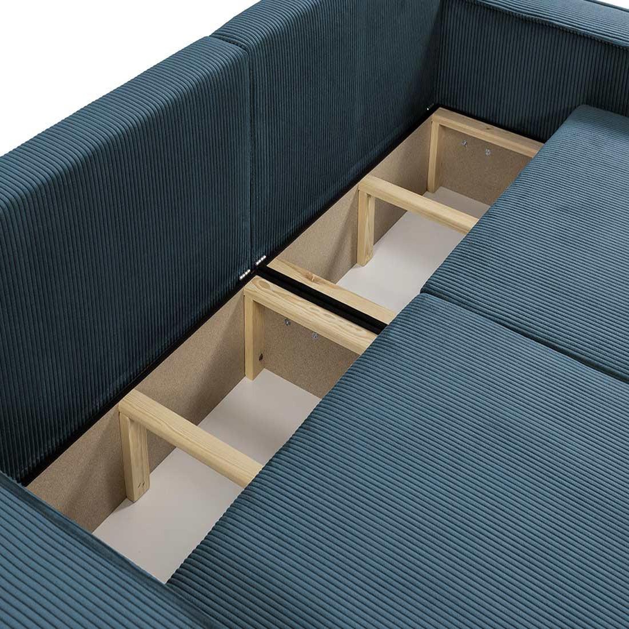 Voir la diapositive 5 : BEST MOBILIER Cezanne - canapé droit 3 places convertible avec coffre en velours côtelé