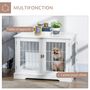 Voir la diapositive 4 : PAWHUT Cage pour chien animaux table d'appoint 2 en 1 - 2 portes verrouillables - dim. 76L x 54,5l x 56H cm - MDF acier blanc