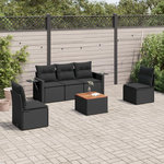 VIDAXL Salon de jardin 6 pcs avec coussins noir resine tressee