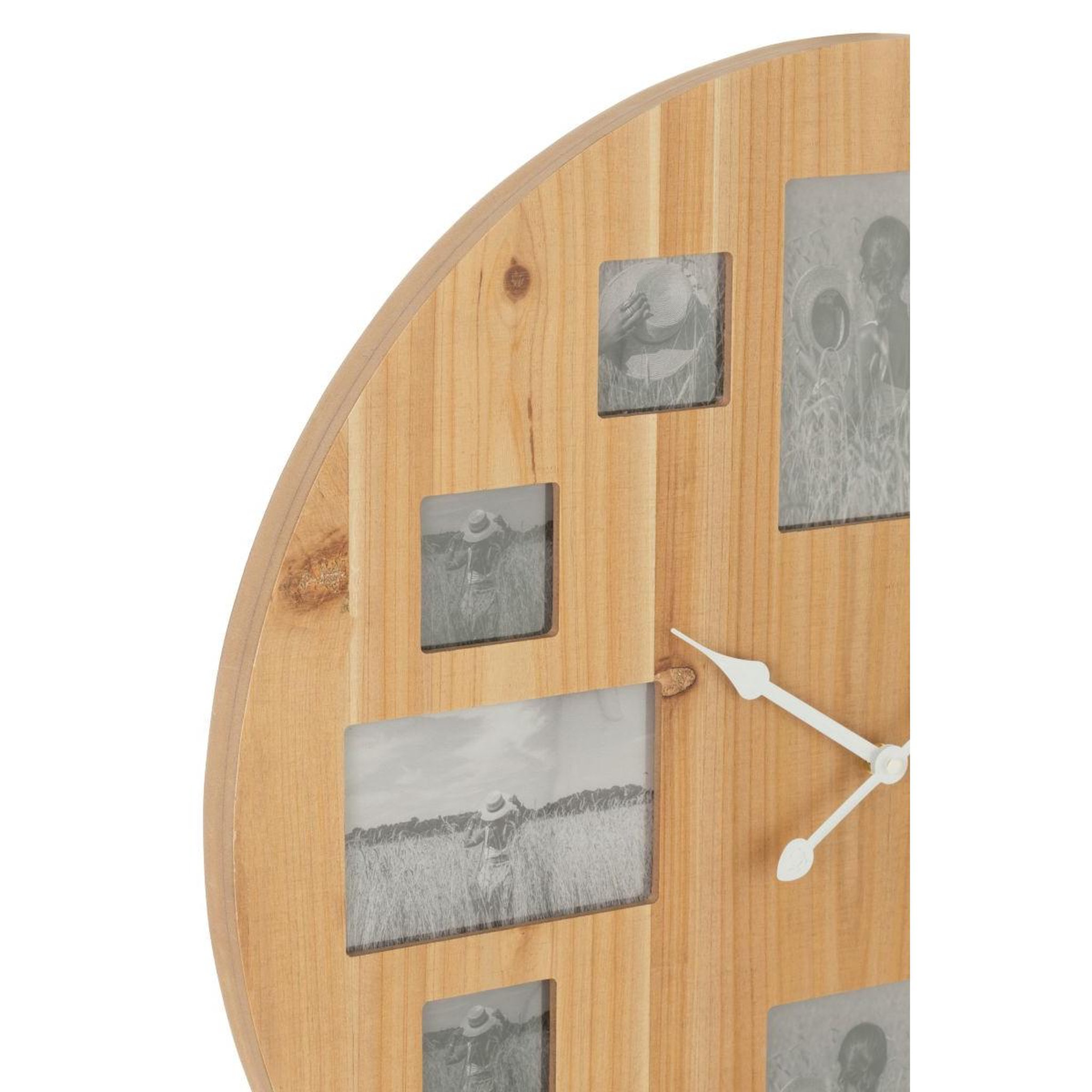 Voir la diapositive 2 : J-LINE Horloge murale 12 photos  juliette  60cm naturel