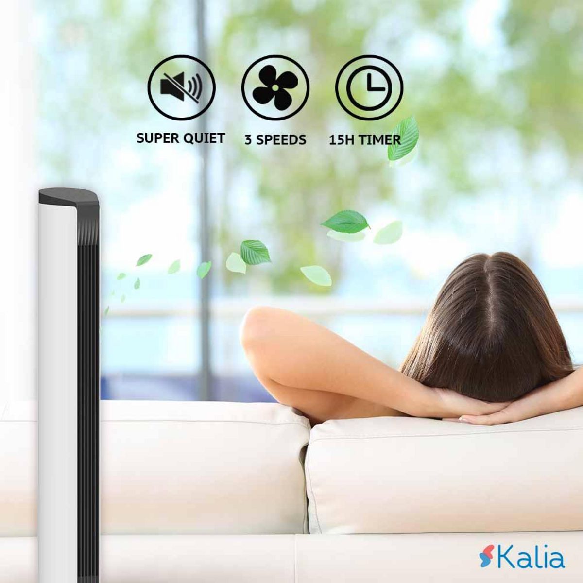 KALIA Ventilateur colonne RIO Noir ABS 55W
