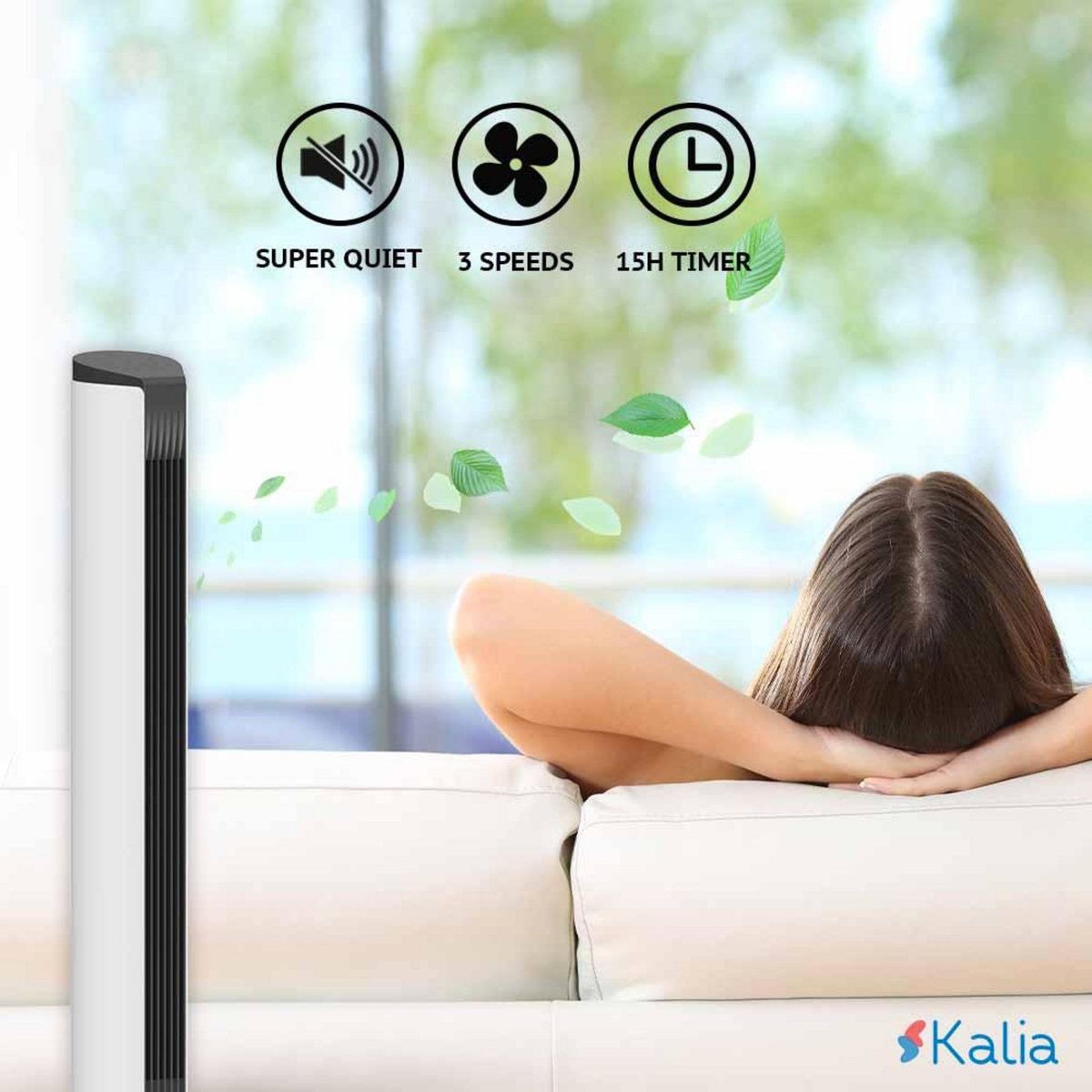 KALIA Ventilateur colonne RIO Noir ABS 55W
