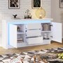 Voir la diapositive 5 : MERAX Buffet 2 porte(s) 3 tiroir(s) - 140 cm blanc led panneau de particules