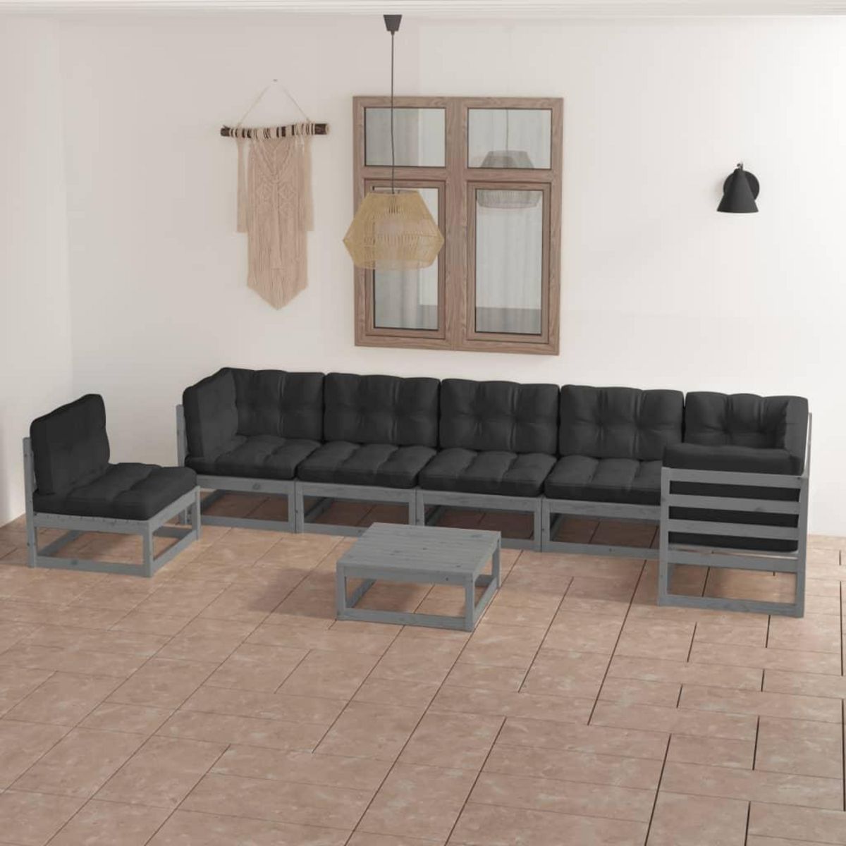 VIDAXL Salon de jardin 8 pcs avec coussins Bois de pin massif