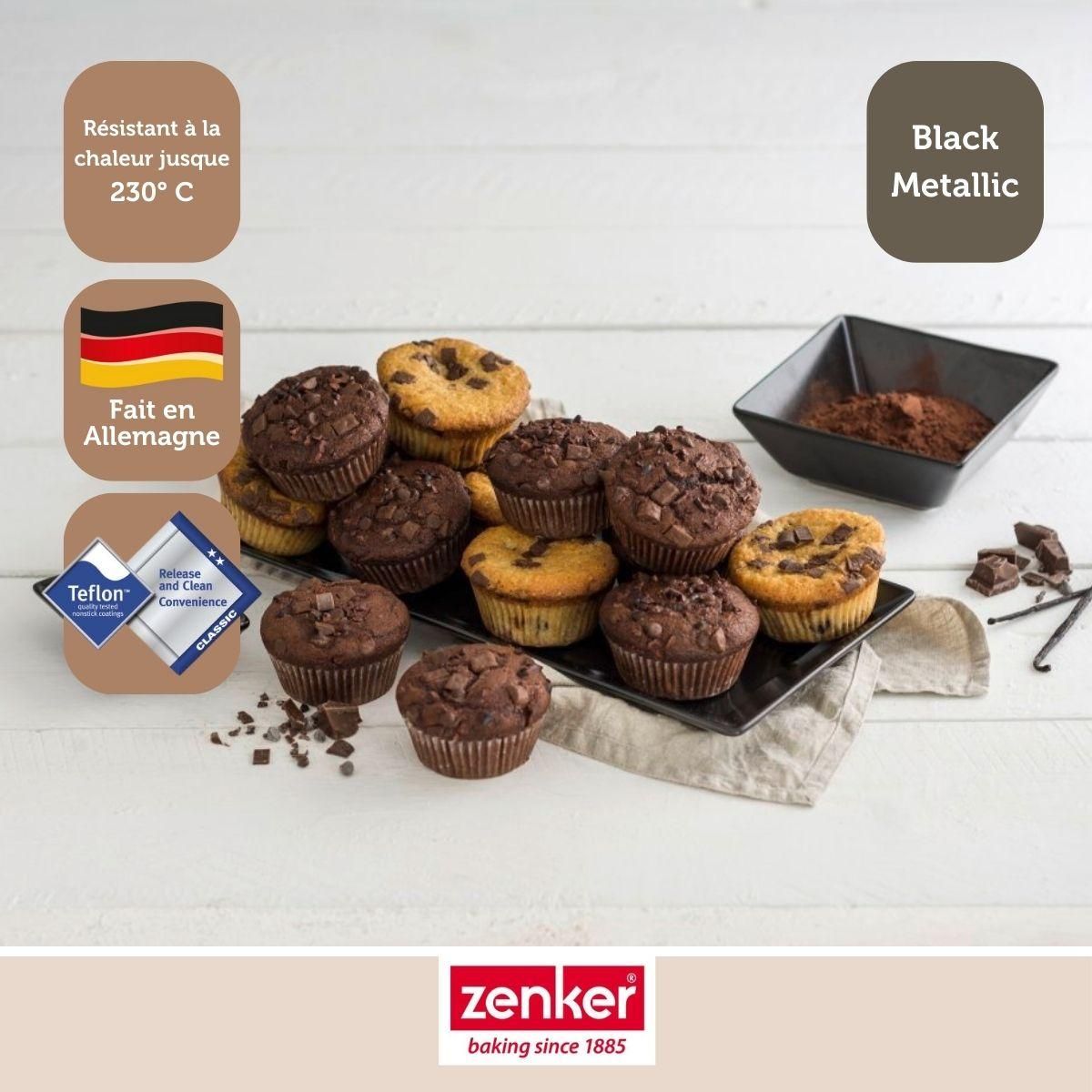 ZENKER Ensemble de 2 Moules à muffins 12 empreintes 38 x 26 cm Zenker Black Metallic