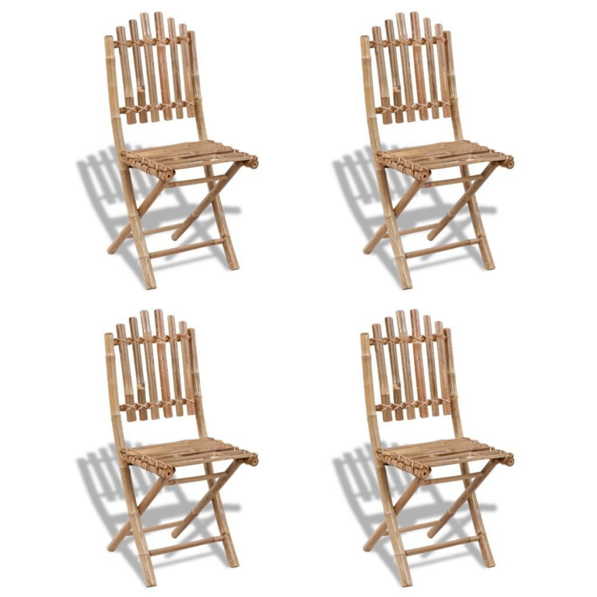 VIDAXL Chaises pliables d'exterieur Bambou 4 pcs