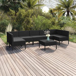 VIDAXL Salon de jardin 8 pcs avec coussins resine tressee noir