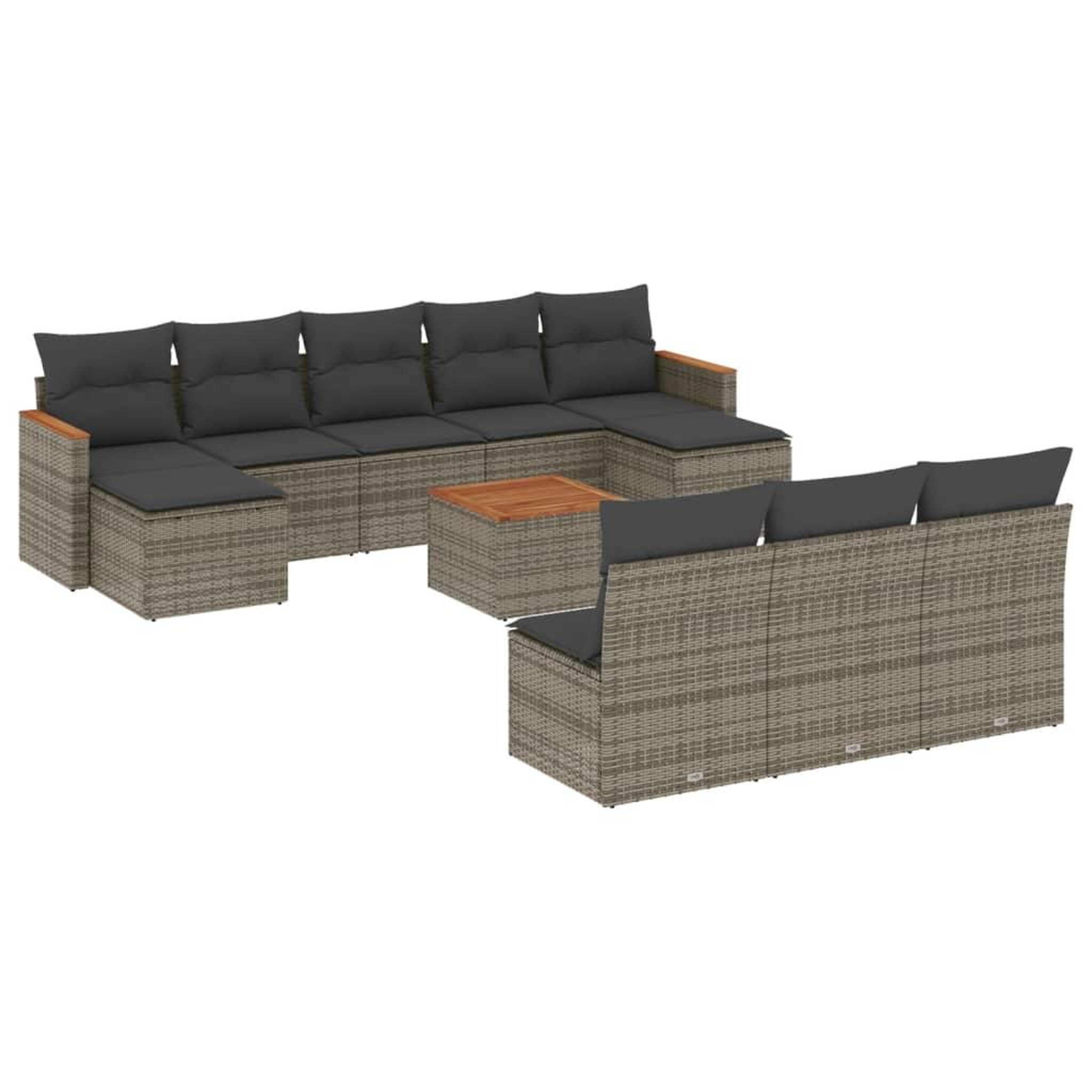 Voir la diapositive 2 : VIDAXL Salon de jardin 11 pcs avec coussins gris resine tressee