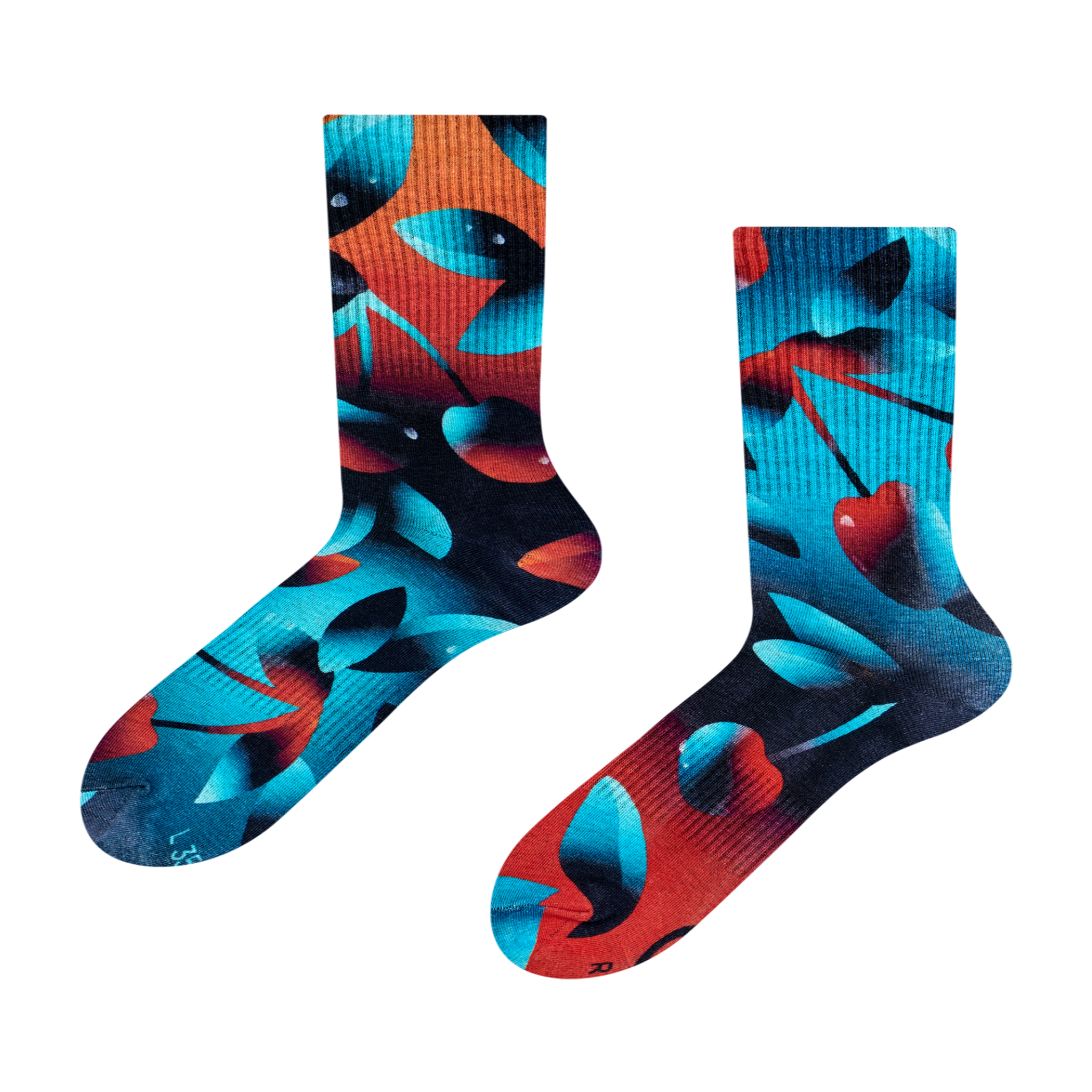 DEDOLES Chaussettes côtelées cerises noires. Coloris disponibles : Multicolore