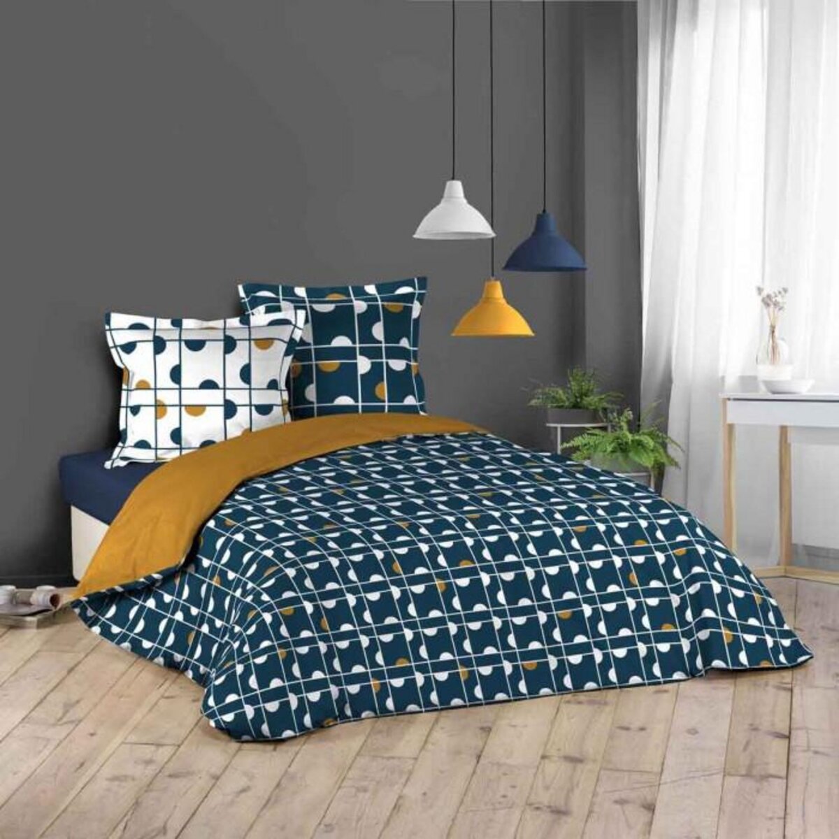 Paris Prix Parure de Lit 3 Pièces  Gabi  240x220cm Bleu