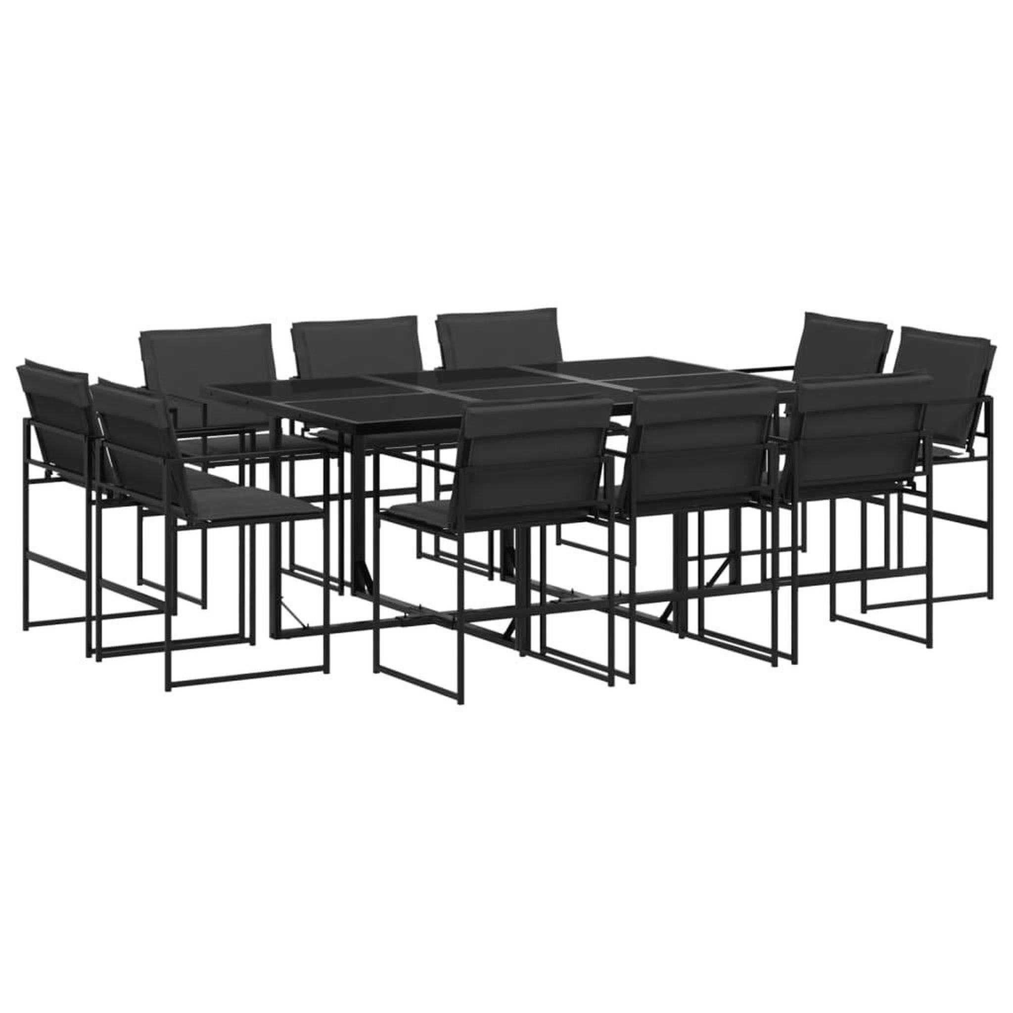Voir la diapositive 2 : VIDAXL Ensemble a manger de jardin avec coussins 11 pcs noir textilene