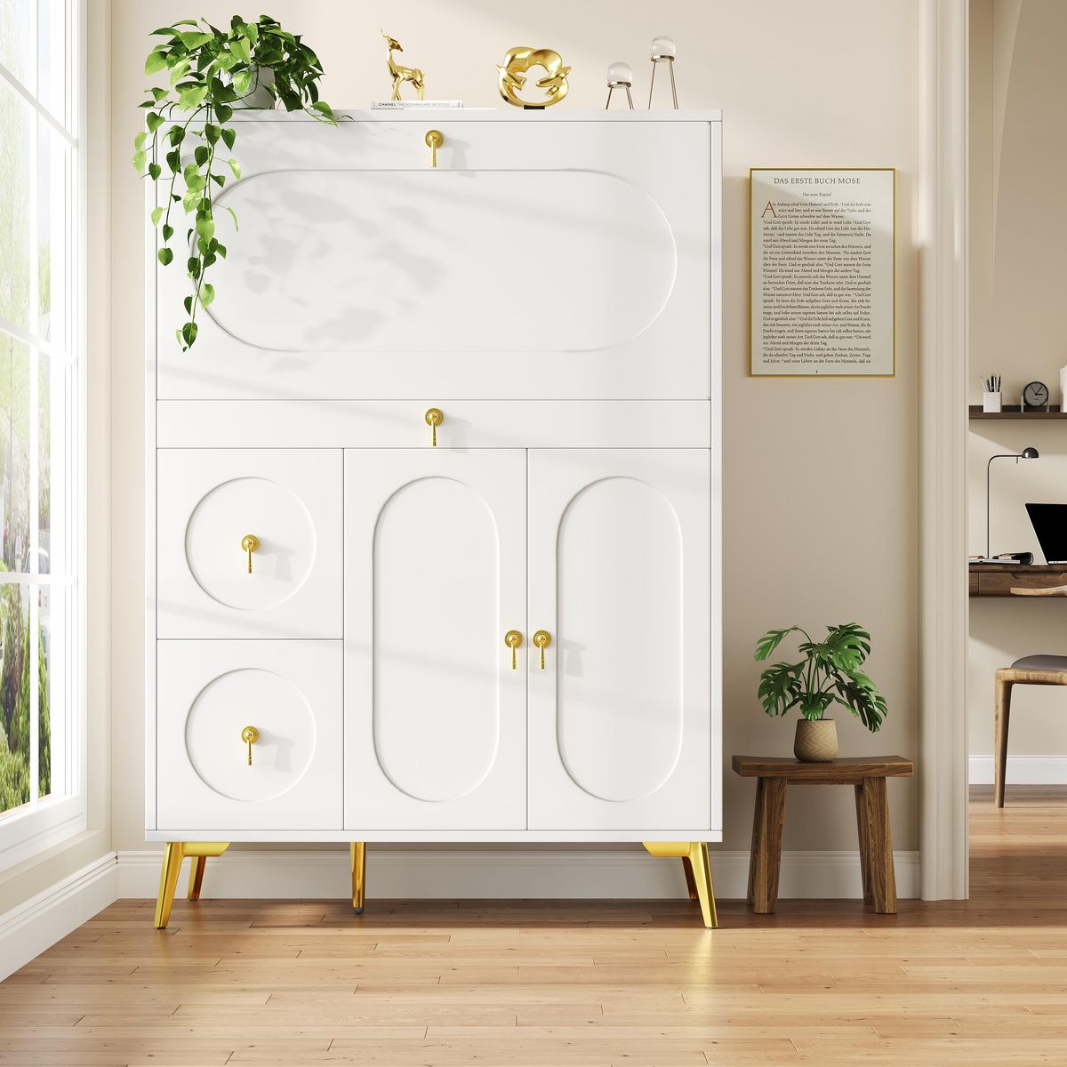 MERAX Buffet 3 porte(s) 2 tiroir(s) - 100 cm blanc mdf