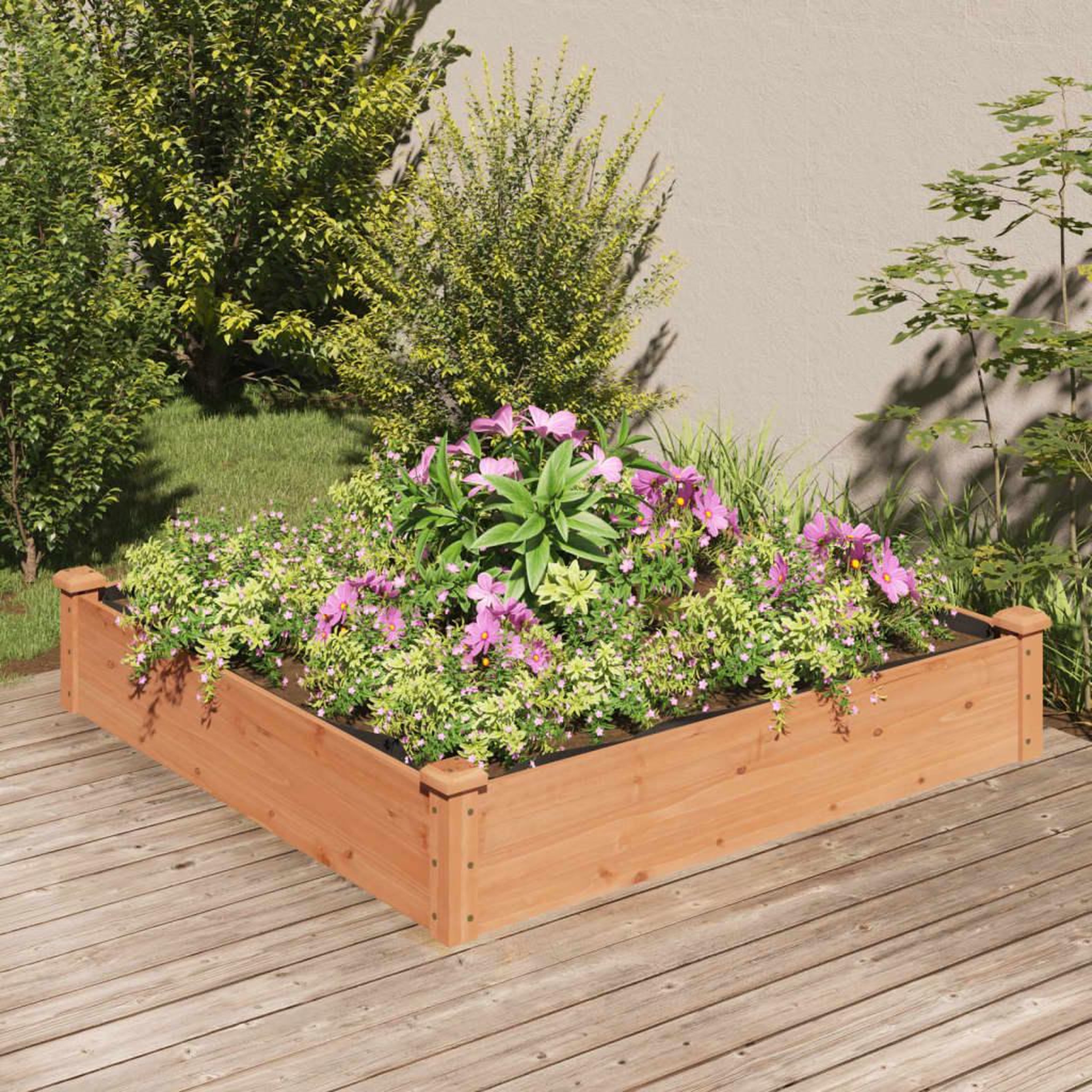 VIDAXL Lit sureleve de jardin doublure 120x120x25 cm bois massif sapin
