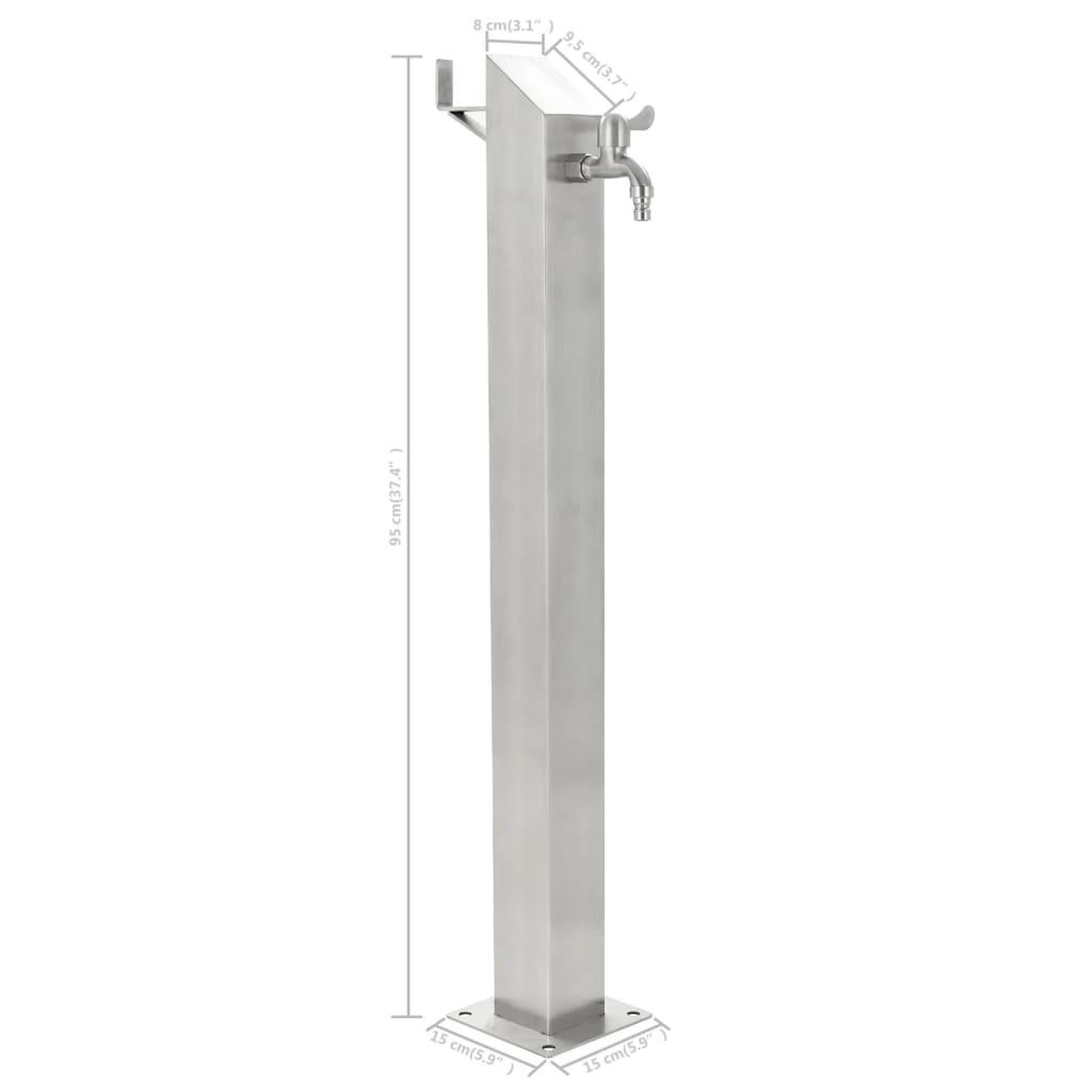 Voir la diapositive 6 : VIDAXL Colonne a eau de jardin carree acier inoxydable 95 cm