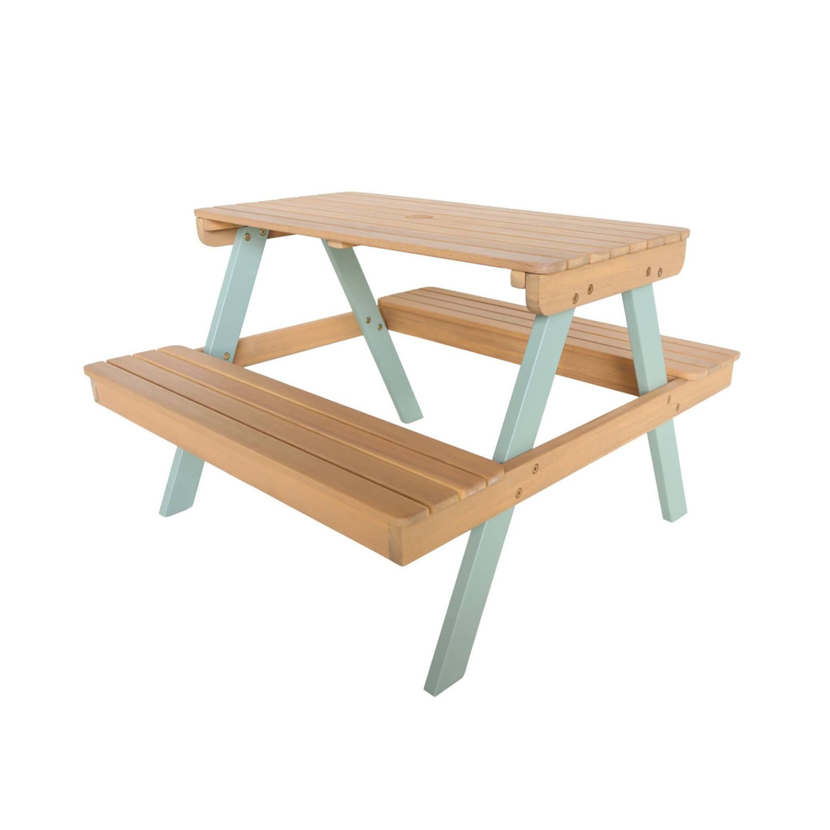 SWEEEK Table de pique-nique en bois d'acacia pour enfant, salon de jardin enfant 2 places, couleur teck clair