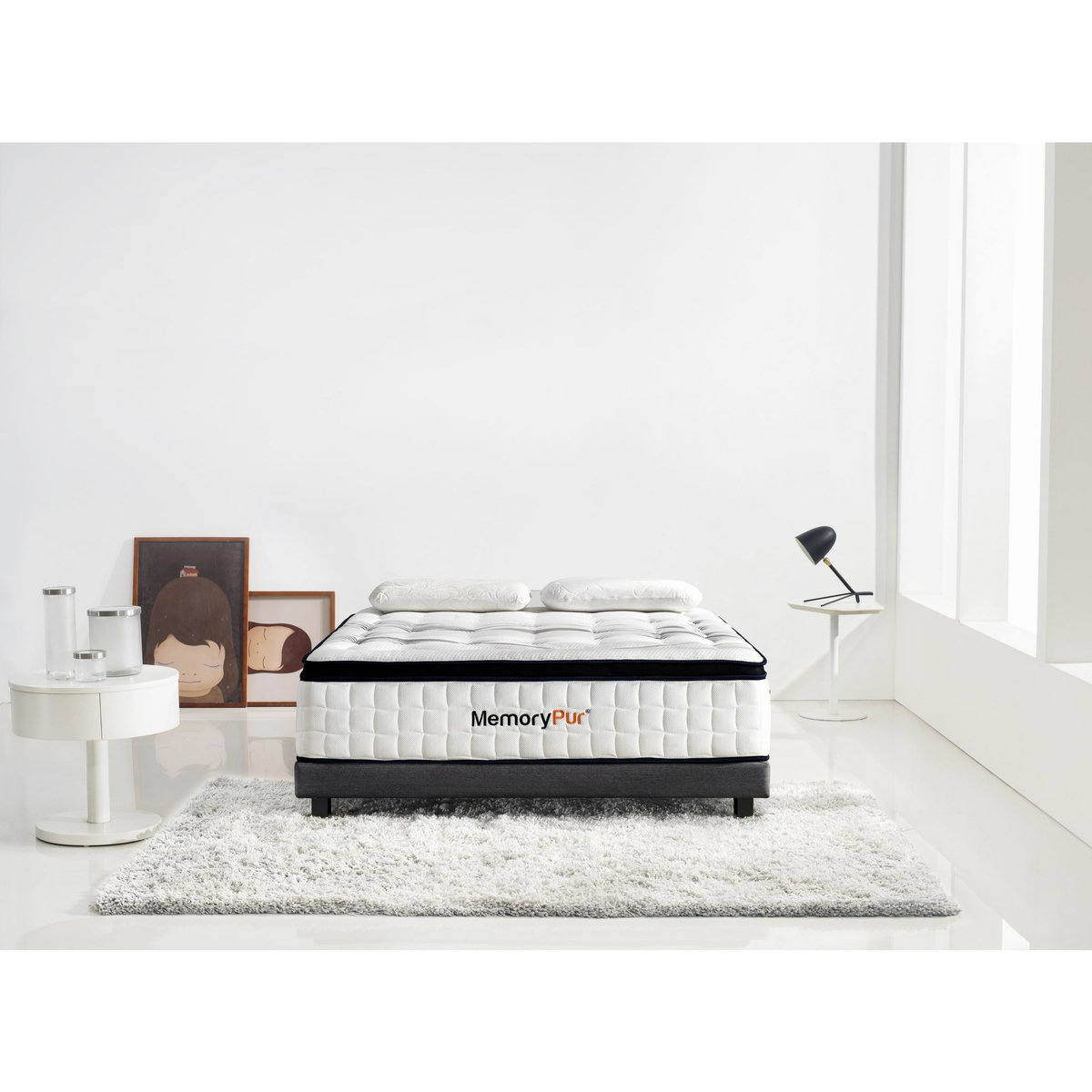 MemoryPur Ensemble matelas ressorts ensachés + sommier en kit 160x200 cm DIAMANT