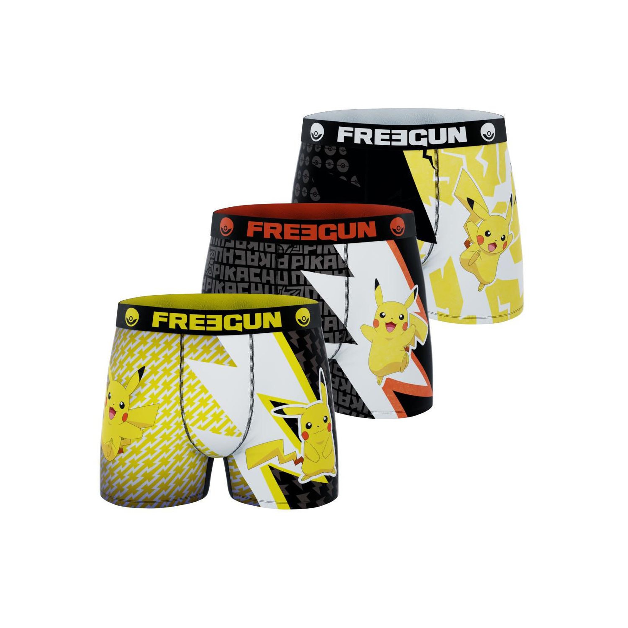 Voir la diapositive 1 : FREEGUN Lot de 3 boxers enfant Pokemon Pikachu