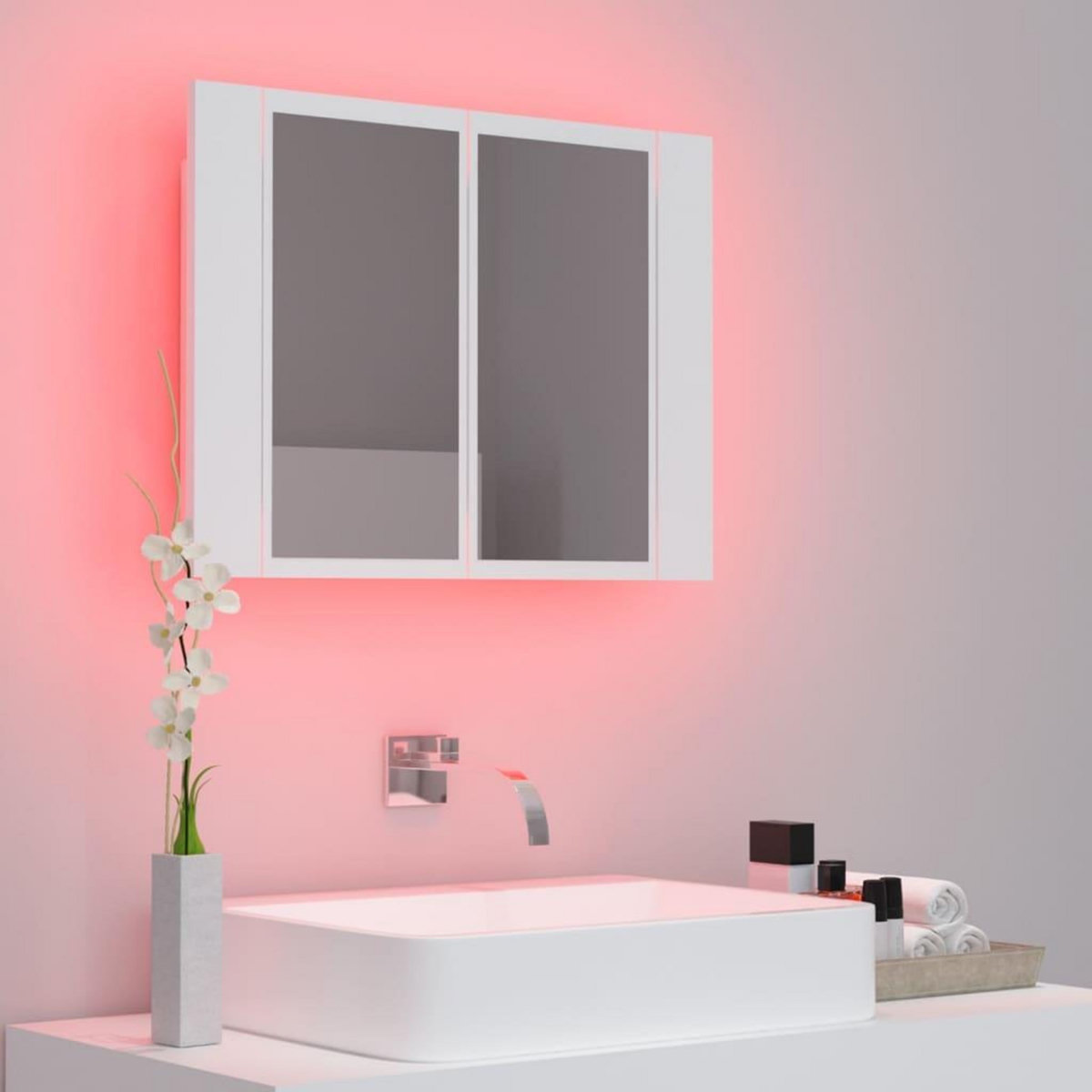 VIDAXL Armoire salle de bain a miroir LED Blanc 60x12x45 cm Acrylique