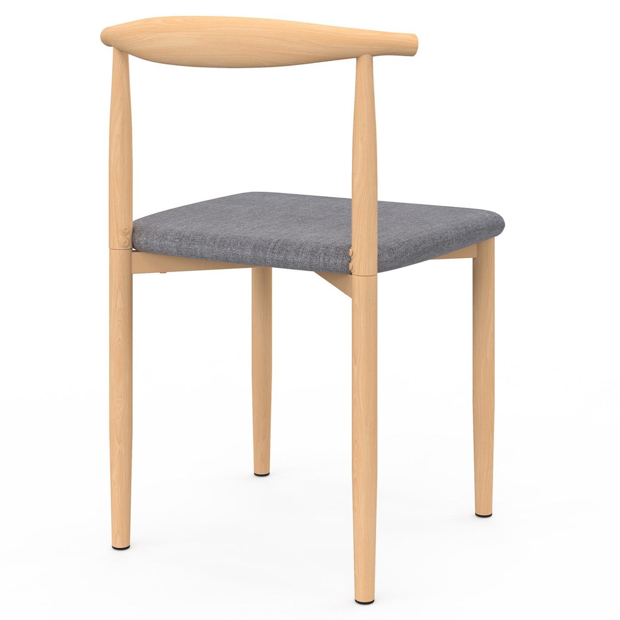 Voir la diapositive 4 : ID MARKET Lot de 6 chaises noe en imitation bois et assise en tissu gris clair pour salle à manger