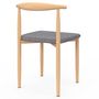 Voir la diapositive 4 : ID MARKET Lot de 6 chaises NOE en imitation bois et assise en tissu gris clair pour salle à manger
