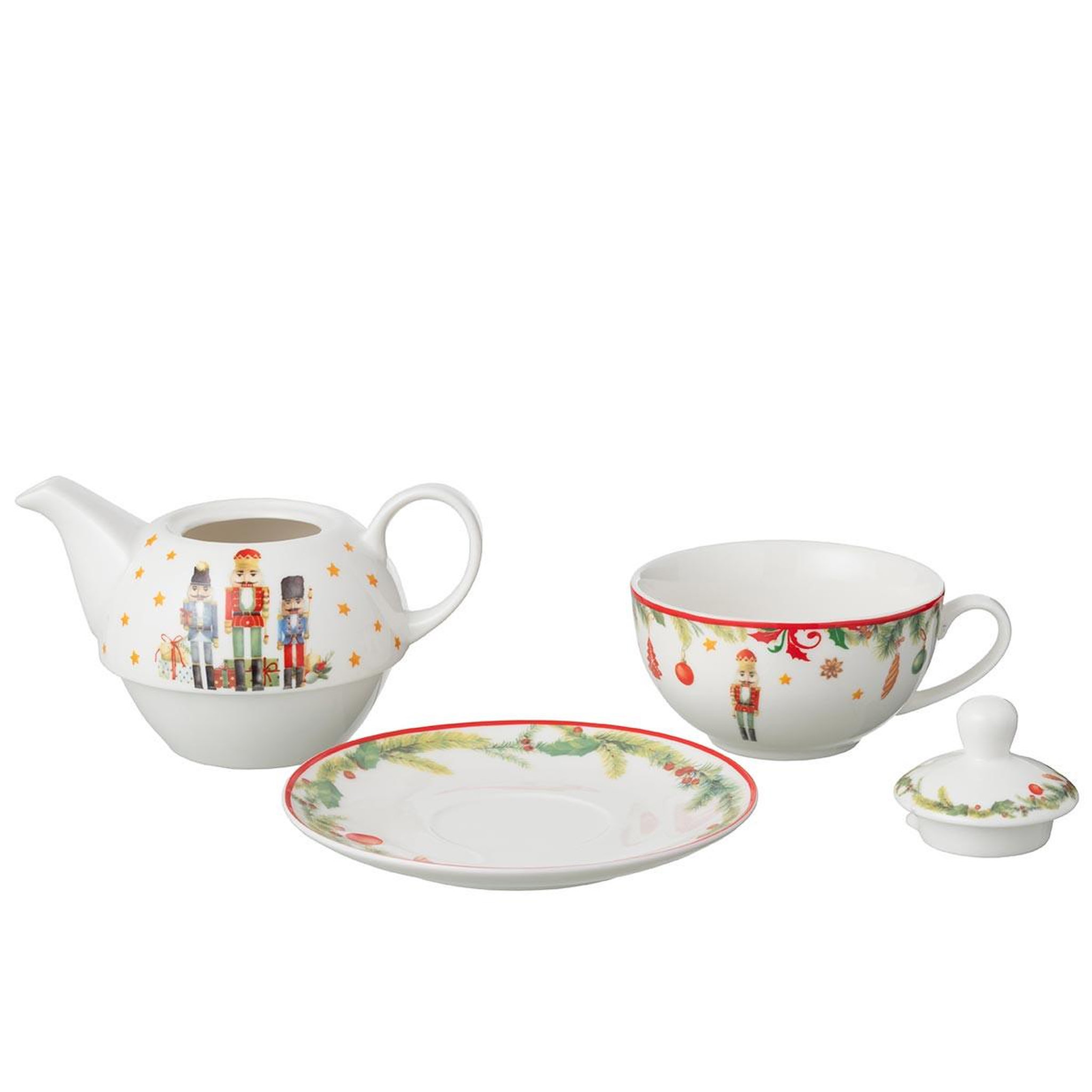 Voir la diapositive 2 : J-LINE Théière de noël  casse-noisette  16cm blanc