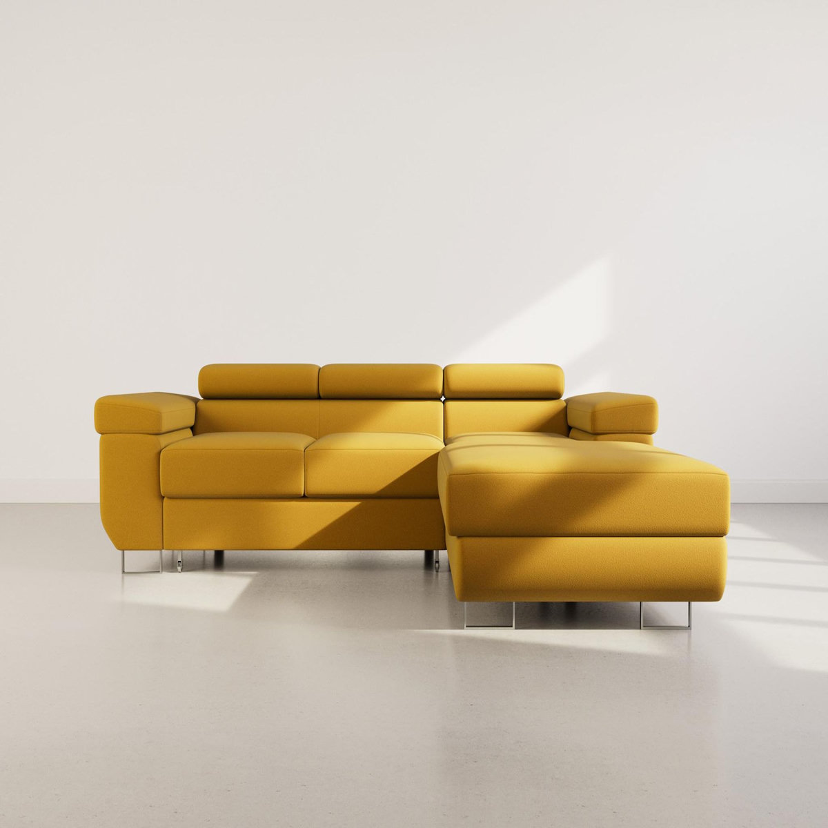 BEST MOBILIER Pablo - canapé d'angle droit - 6 places - convertible avec coffre et têtières réglables - en velours