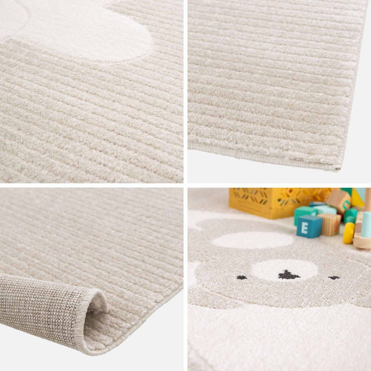 SWEEEK Tapis enfant beige / crème, tapis intérieur oursons, poils ras