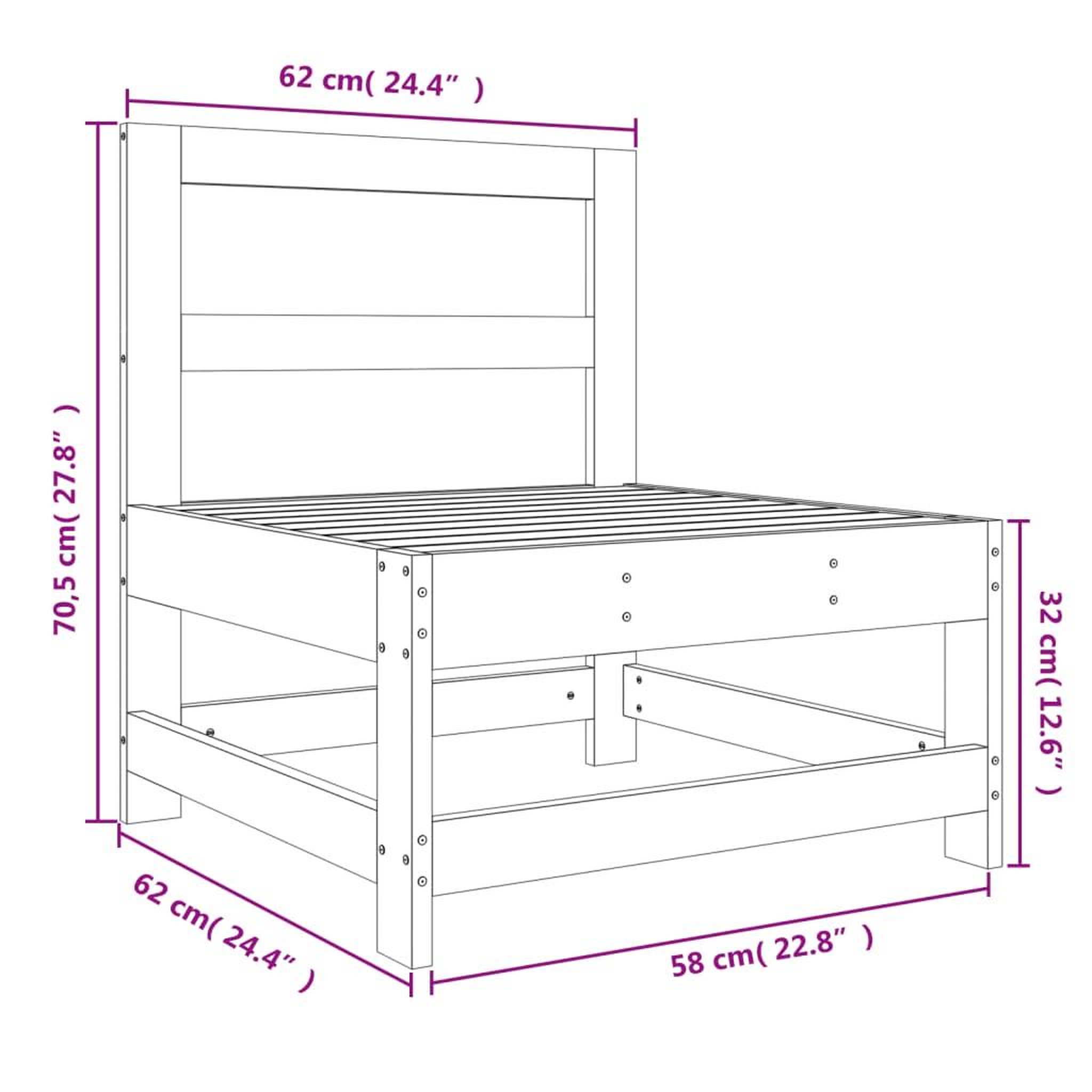Voir la diapositive 6 : VIDAXL Canape central de jardin blanc bois de pin massif