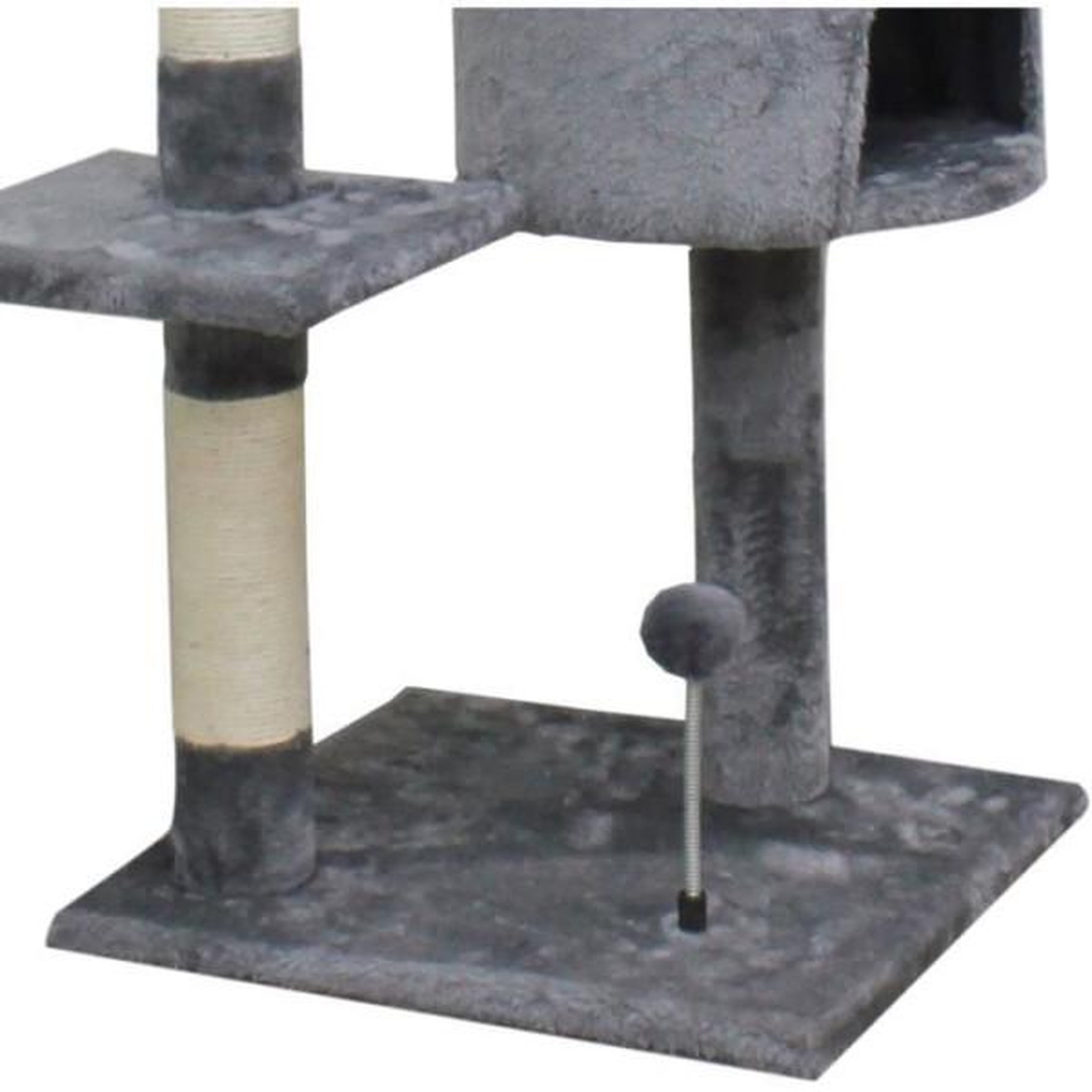 Voir la diapositive 3 : MARKET24 JASPER Arbre a chat gris 40 x 40 x 114 cm -3 plateformes, 1 niche, poteaux a griffer