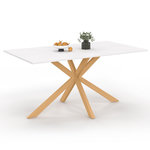 ID MARKET Table à manger rectangle ALIX 8 personnes pied araignée bois et plateau blanc GISELE 160 cm