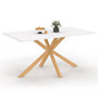 Voir la diapositive 1 : ID MARKET Table à manger rectangle ALIX 8 personnes pied araignée bois et plateau blanc GISELE 160 cm