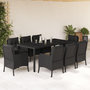 Voir la diapositive 1 : VIDAXL Ensemble a manger de jardin 9pcs coussins noir resine tressee