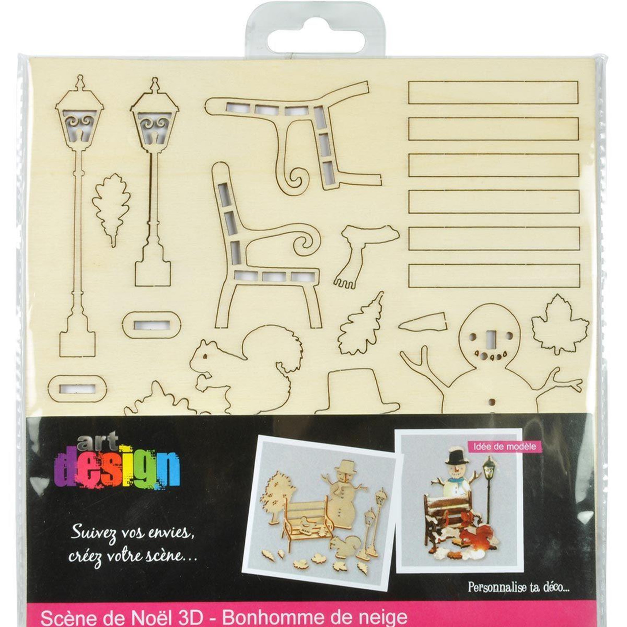 Voir la diapositive 2 : ARTDESIGN Kit scènes de noël 3d  bonhomme de neige  10cm naturel