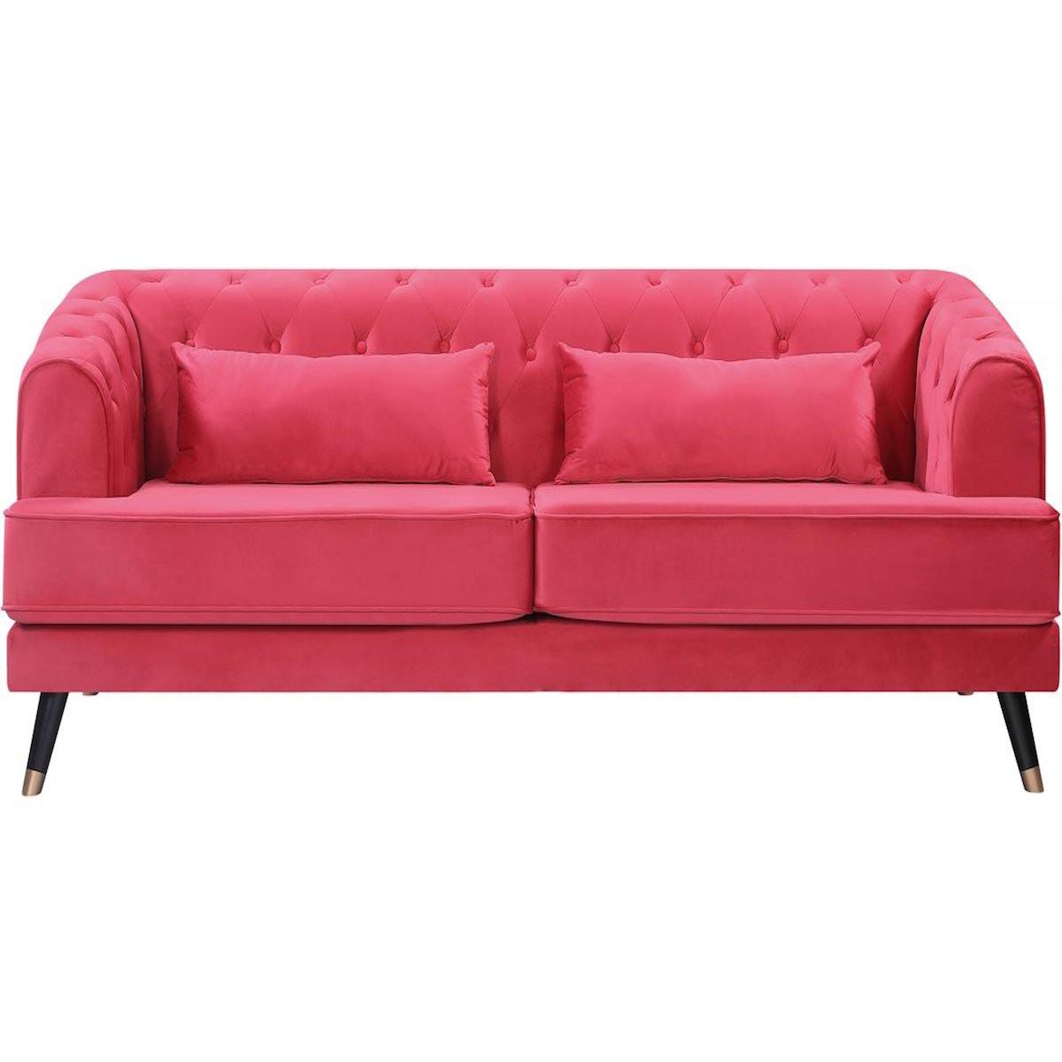 Habitat et Jardin Canapé fixe en velours  Gloria  - 216 x 86 x 76 cm - 3 places - Rouge