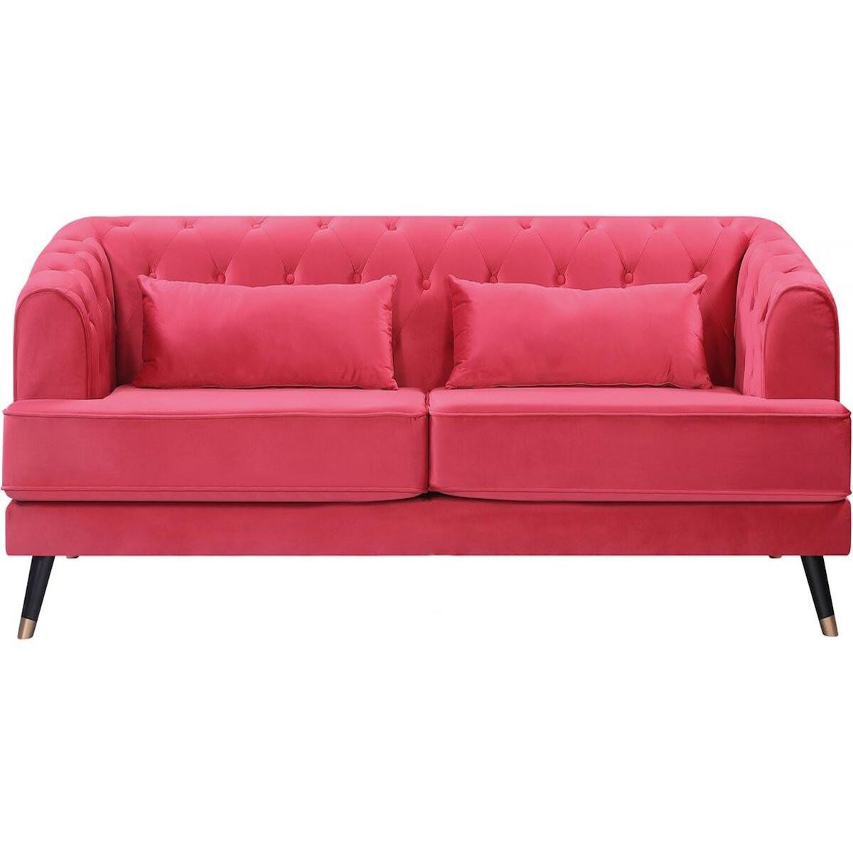 Habitat et Jardin Canapé fixe en velours  Gloria  - 216 x 86 x 76 cm - 3 places - Rouge