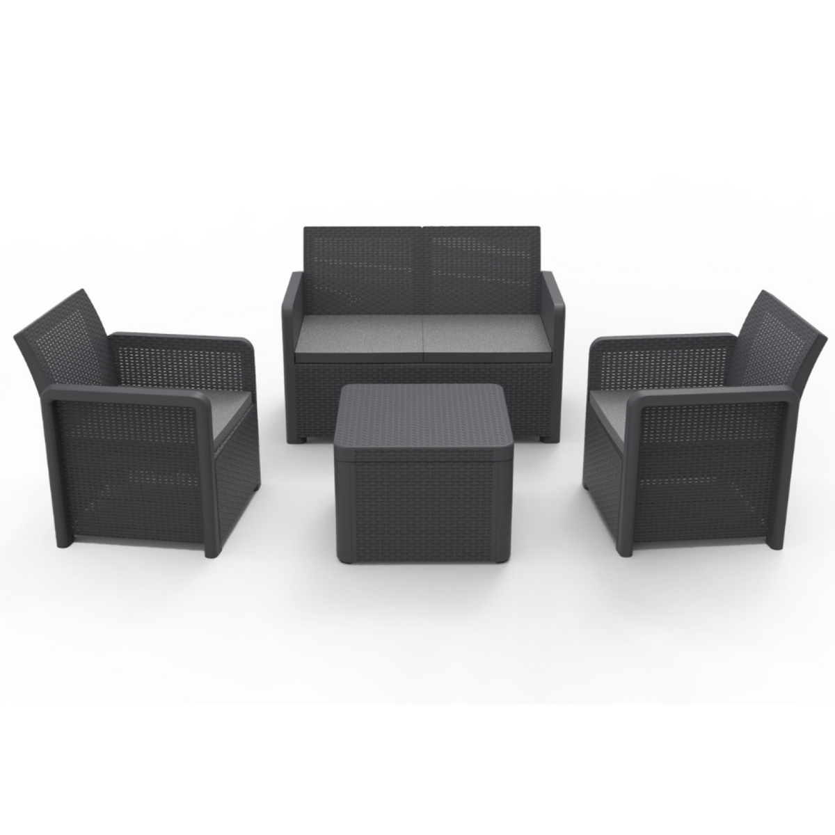 CONCEPT USINE Salon de jardin en résine 4 places avec table basse gris NASSAU