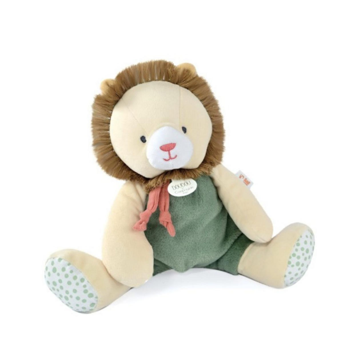 DOUDOU ET COMPAGNIE Peluche doudou lion beige et vert