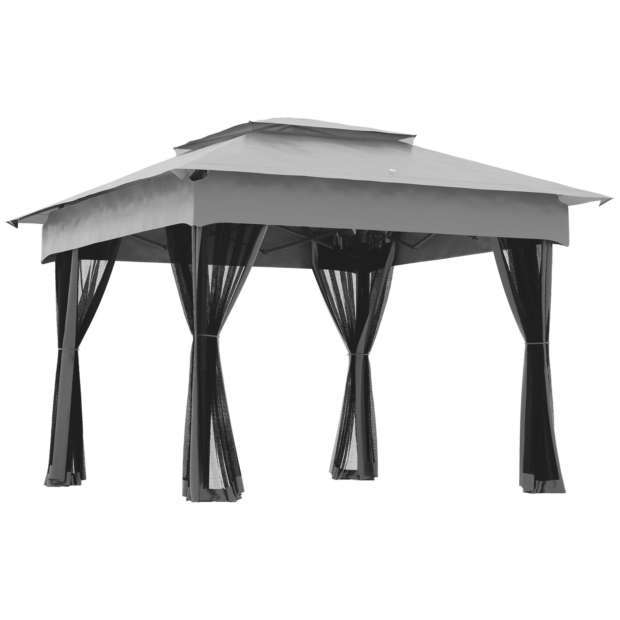 OUTSUNNY Tonnelle barnum de jardin pop-up pliant 3,25L x 3,25l x 2,7H m acier polyester moustiquaires + sac de transport gris