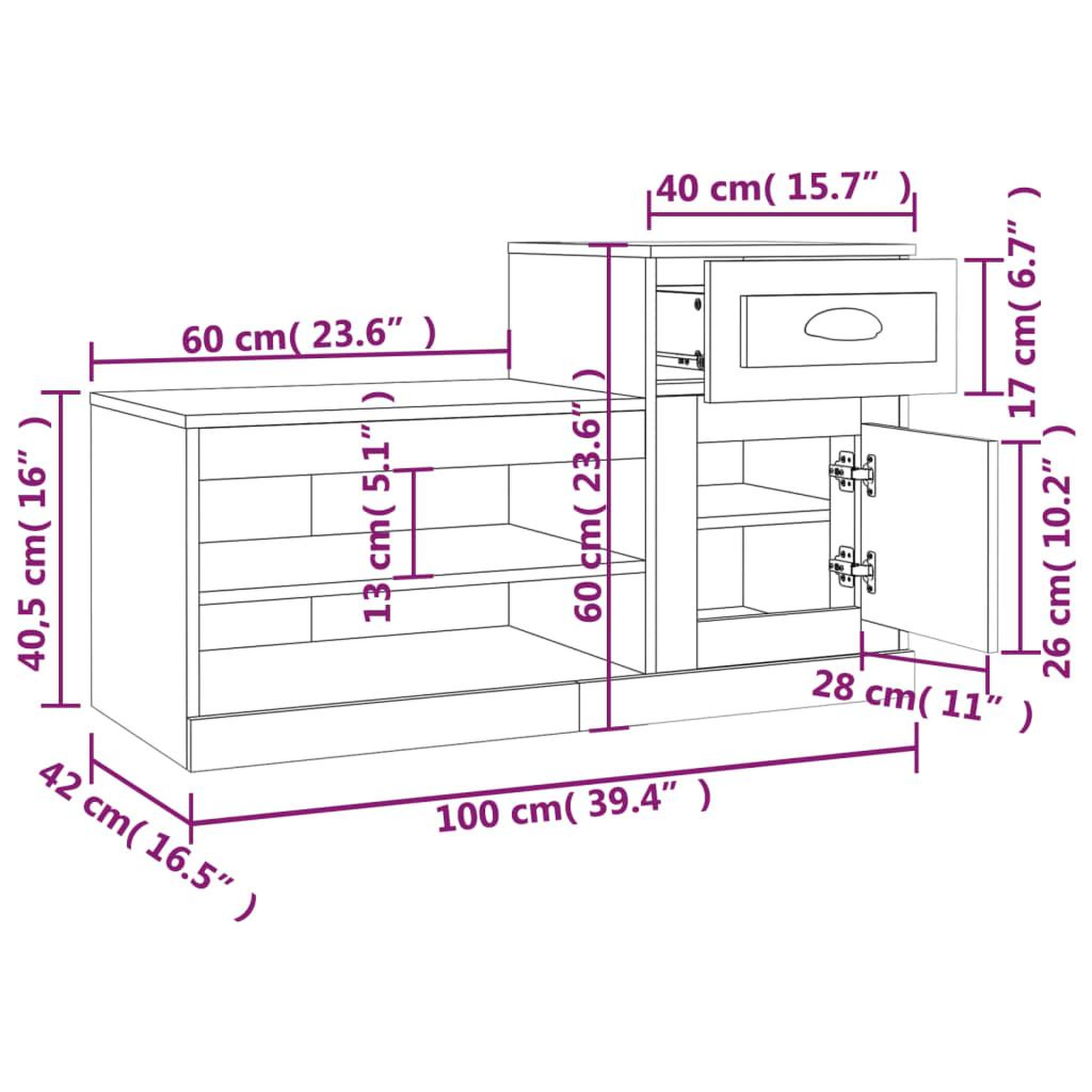 Voir la diapositive 6 : VIDAXL Armoire a chaussures noir 100x42x60 cm bois d'ingenierie