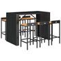 Voir la diapositive 3 : VIDAXL Ensemble de bar jardin 7 pcs noir poly rotin/bois massif acacia