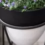 OUTSUNNY Supports de pots de fleurs design - supports à plantes - lot de 2 avec pots de fleurs - métal époxy noir blanc