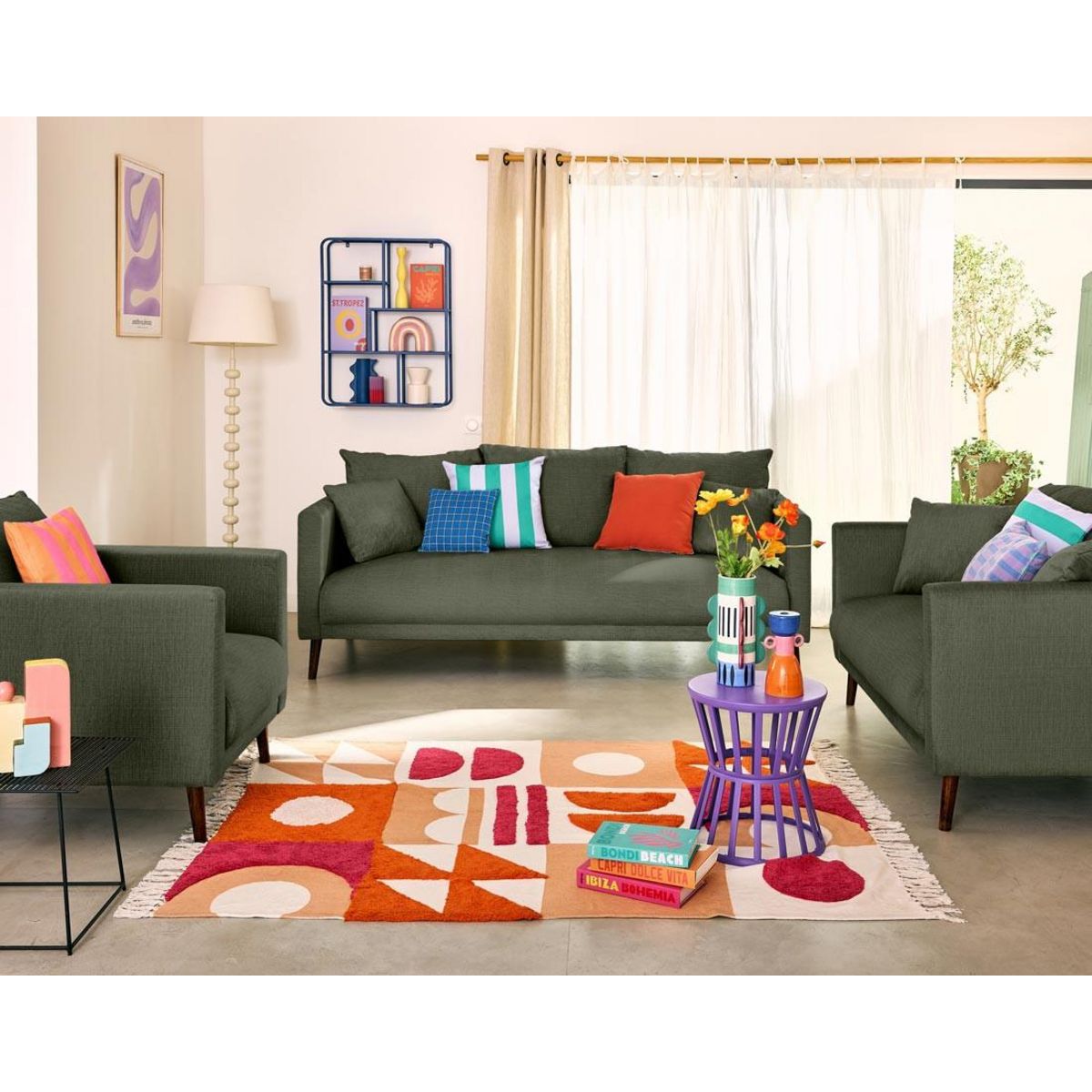 LISA DESIGN Ostrava - canapé droit 2 places en velours pieds en bois