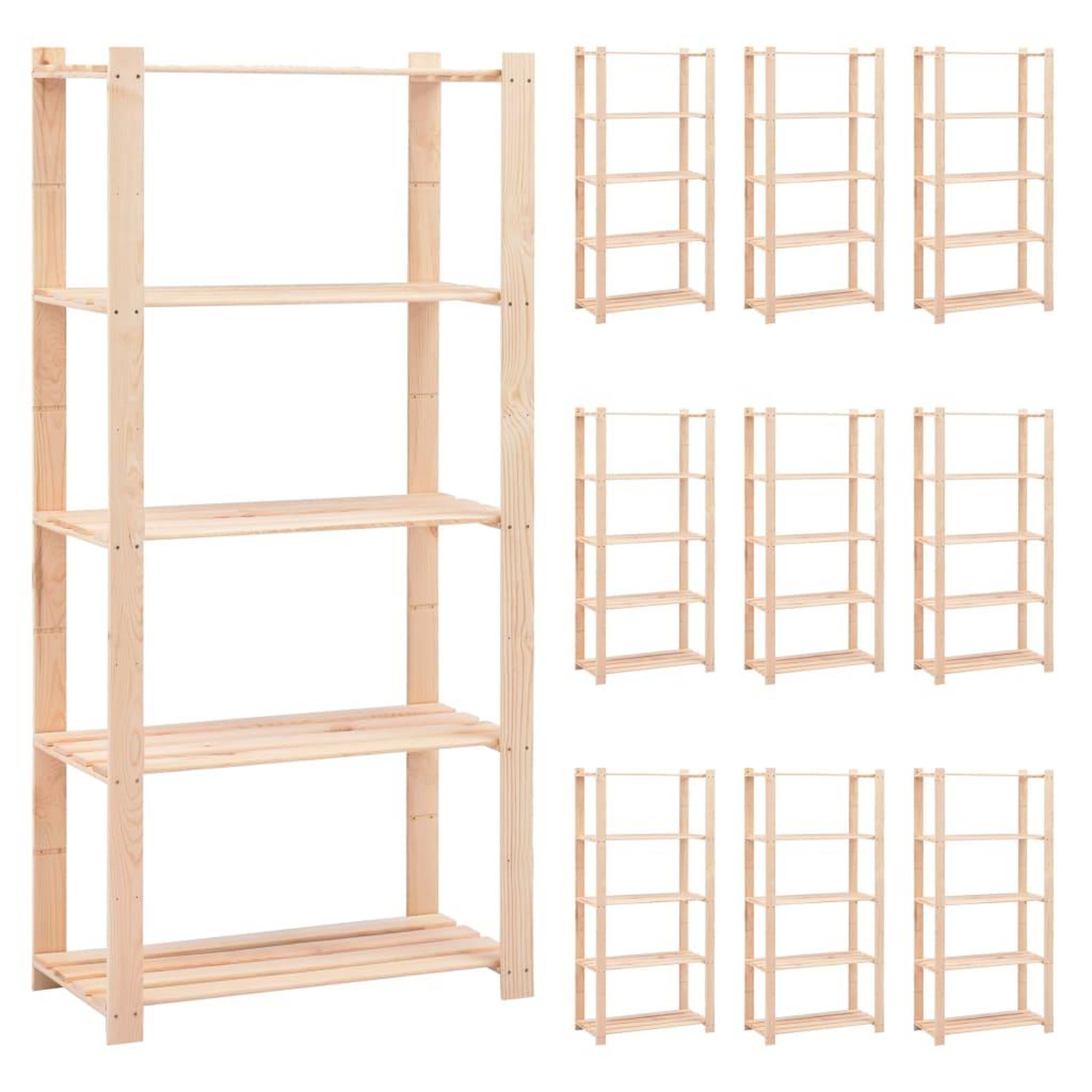 VIDAXL Etageres de rangement a 5 niveaux 10pcs 80x38x170 cm Pin 250 kg