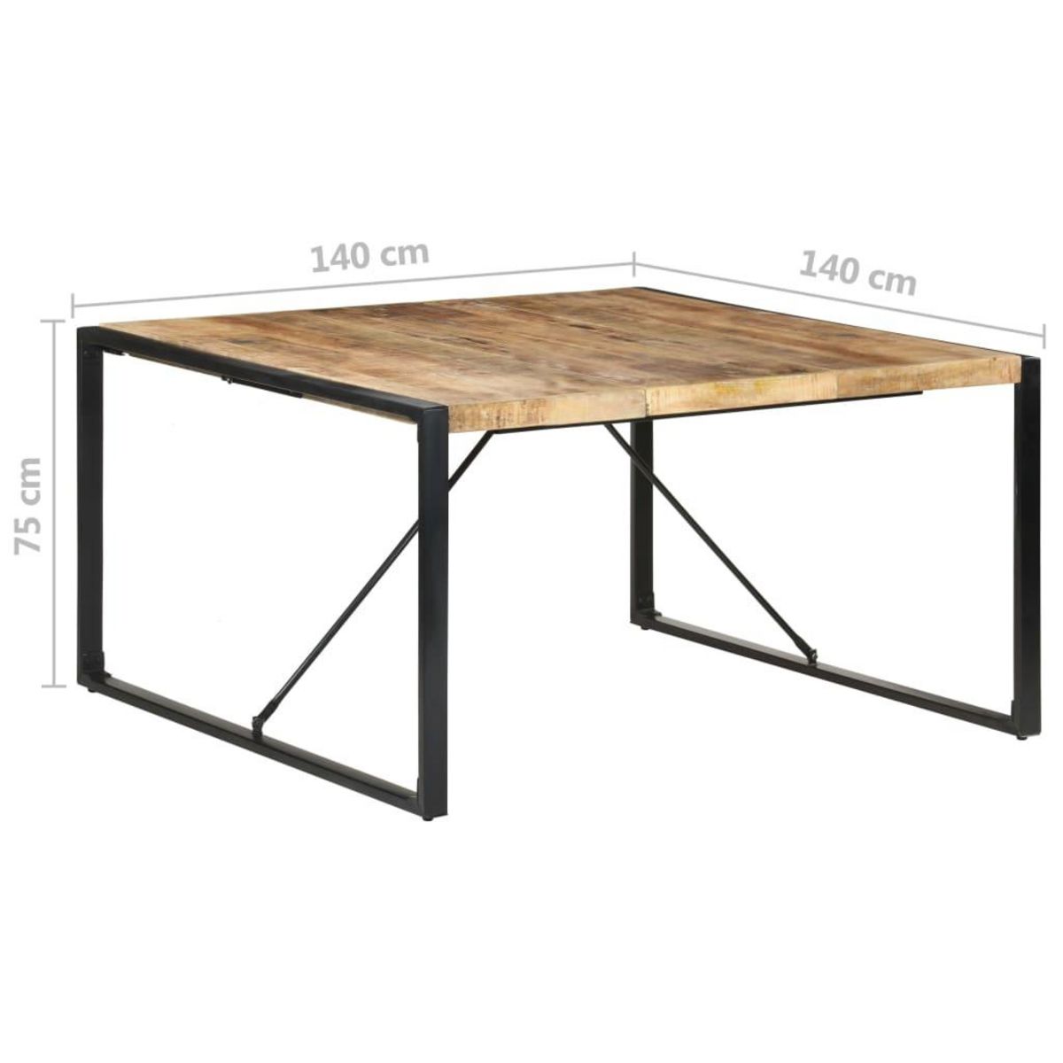 VIDAXL Table a manger 140x140x75 cm Bois de manguier brut